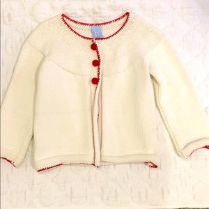Bella Bliss cream sweater with red trim